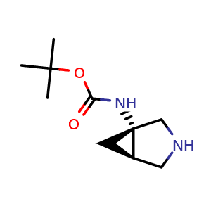 Chemical structure of tert-butyl ((1S,5R)-3-azabicyclo[3.1.0]hexan-1-yl)carbamate , CAS 181941-45-7, AChemBlock Q63984
