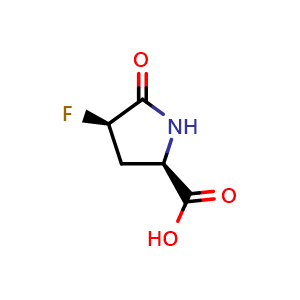 Chemical structure of (2R,4R)-4-fluoro-5-oxopyrrolidine-2-carboxylic acid , CAS 160705-72-6, AChemBlock Q64039