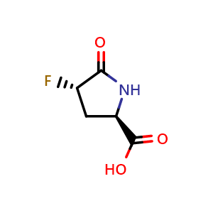 Chemical structure of (2R,4S)-4-fluoro-5-oxopyrrolidine-2-carboxylic acid , CAS 160705-73-7, AChemBlock Q64040