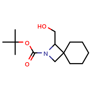 Chemical structure of tert-butyl 1-(hydroxymethyl)-2-azaspiro[3.5]nonane-2-carboxylate , CAS 247089-11-8, AChemBlock Q64060