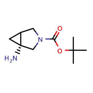 Chemical structure of tert-butyl (1R)-1-amino-3-azabicyclo[3.1.0]hexane-3-carboxylate , CAS 1272757-54-6, AChemBlock Q64069