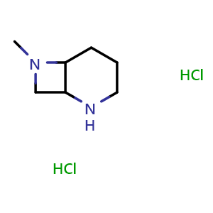 Chemical structure of 7-methyl-2,7-diazabicyclo[4.2.0]octane dihydrochloride , CAS 2306276-13-9, AChemBlock Q64110