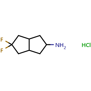 Chemical structure of 5,5-difluorooctahydropentalen-2-amine hydrochloride , CAS 1781128-66-2, AChemBlock Q64127