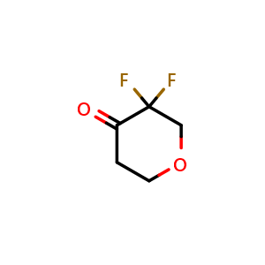 Chemical structure of 3,3-difluorotetrahydro-4H-pyran-4-one , CAS 2169339-81-3, AChemBlock Q64141