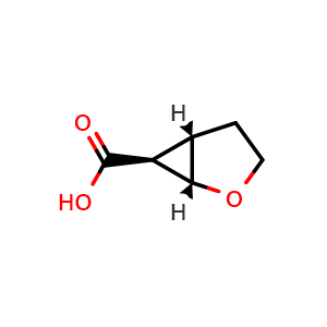 Chemical structure of rel-(1R,5R,6R)-2-oxabicyclo[3.1.0]hexane-6-carboxylic acid , CAS 1436006-60-8, AChemBlock Q64155