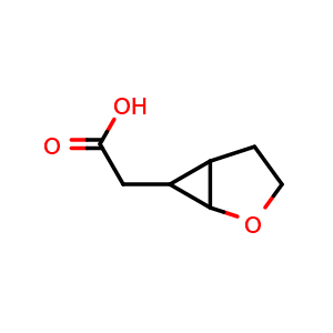 Chemical structure of 2-(2-oxabicyclo[3.1.0]hexan-6-yl)acetic acid , CAS 1936603-87-0, AChemBlock Q64156