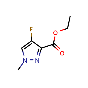 Chemical structure of ethyl 4-fluoro-1-methyl-1H-pyrazole-3-carboxylate , CAS 1914176-53-6, AChemBlock Q64163