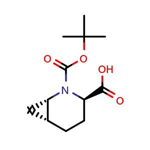 Chemical structure of (1S,3R,6R)-2-(tert-butoxycarbonyl)-2-azabicyclo[4.1.0]heptane-3-carboxylic acid , CAS 1417743-40-8, AChemBlock Q64187