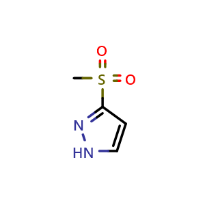 Chemical structure of 3-(methylsulfonyl)-1H-pyrazole , CAS 49651-55-0, AChemBlock Q64204