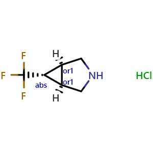 Chemical structure of exo-6-(trifluoromethyl)-3-azabicyclo[3.1.0]hexane hydrochloride , CAS 1212322-57-0, AChemBlock Q64226