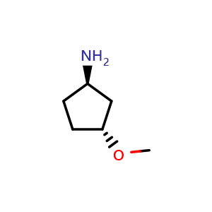 Chemical structure of (1R,3R)-3-methoxycyclopentan-1-amine , CAS 1821430-31-2, AChemBlock Q64245