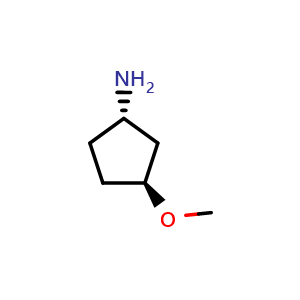 Chemical structure of (1S,3S)-3-methoxycyclopentan-1-amine , CAS 1821430-33-4, AChemBlock Q64246