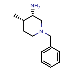 Chemical structure of (3S,4S)-1-benzyl-4-methylpiperidin-3-amine , CAS 2287238-27-9, AChemBlock Q64284