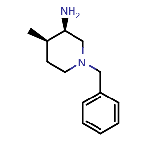 Chemical structure of (3R,4R)-1-benzyl-4-methylpiperidin-3-amine , CAS 2026634-40-0, AChemBlock Q64285