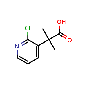 Chemical structure of 2-(2-Chloropyridin-3-yl)-2-methylpropanoic acid , CAS 1452561-74-8, AChemBlock Q64323