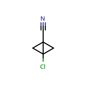 Chemical structure of 3-chlorobicyclo[1.1.0]butane-1-carbonitrile , CAS 23745-75-7, AChemBlock Q64335