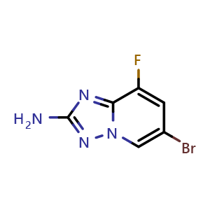 Chemical structure of 6-bromo-8-fluoro-[1,2,4]triazolo[1,5-a]pyridin-2-amine , CAS 1649478-38-5, AChemBlock Q64387