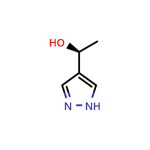 Chemical structure of (S)-1-(1H-Pyrazol-4-yl)ethan-1-ol , CAS 2165623-17-4, AChemBlock Q64406