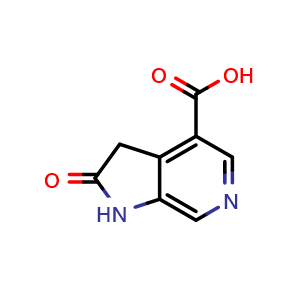 Chemical structure of 2-oxo-2,3-dihydro-1H-pyrrolo[2,3-c]pyridine-4-carboxylic acid , CAS 1190319-78-8, AChemBlock Q64416
