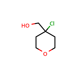 Chemical structure of (4-chlorotetrahydro-2H-pyran-4-yl)methanol , CAS 100506-90-9, AChemBlock Q64452