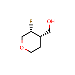Chemical structure of ((3R,4S)-3-fluorotetrahydro-2H-pyran-4-yl)methanol , CAS 1904147-09-6, AChemBlock Q64458