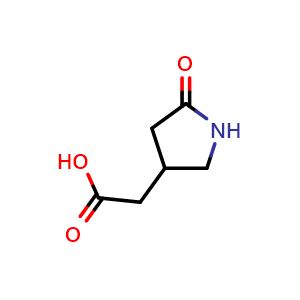 Chemical structure of 2-(5-oxopyrrolidin-3-yl)acetic acid , CAS 32741-98-3, AChemBlock Q64480