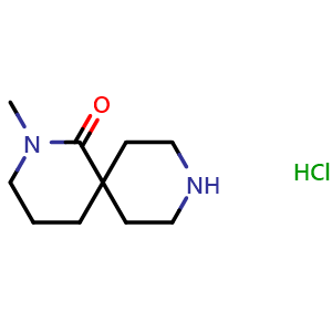 Chemical structure of 2-methyl-2,9-diazaspiro[5.5]undecan-1-one hydrochloride , CAS 1187172-35-5, AChemBlock Q64525