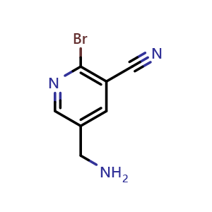 Chemical structure of 5-(aminomethyl)-2-bromonicotinonitrile , CAS 2095204-08-1, AChemBlock Q64547