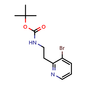 Chemical structure of tert-butyl (2-(3-bromopyridin-2-yl)ethyl)carbamate , CAS 1404115-34-9, AChemBlock Q64571