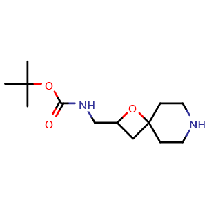 Chemical structure of tert-Butyl ((1-oxa-7-azaspiro[3.5]nonan-2-yl)methyl)carbamate , CAS 2306270-44-8, AChemBlock Q64584