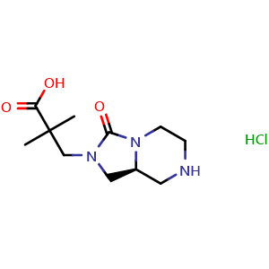 Chemical structure of (S)-2,2-dimethyl-3-(3-oxohexahydroimidazo[1,5-a]pyrazin-2(3H)-yl)propanoic acid hydrochloride , CAS 2126690-42-2, AChemBlock Q64593