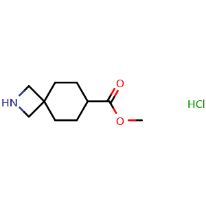 Chemical structure of methyl 2-azaspiro[3.5]nonane-7-carboxylate hydrochloride , CAS 2306264-00-4, AChemBlock Q64607