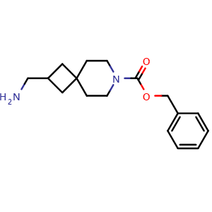 Chemical structure of benzyl 2-(aminomethyl)-7-azaspiro[3.5]nonane-7-carboxylate , CAS 1823506-61-1, AChemBlock Q64608