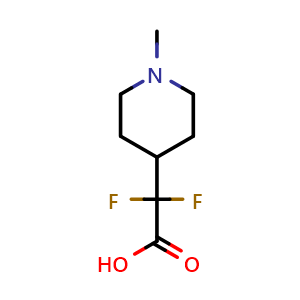 Chemical structure of 2,2-difluoro-2-(1-methylpiperidin-4-yl)acetic acid , CAS 1783742-93-7, AChemBlock Q64653