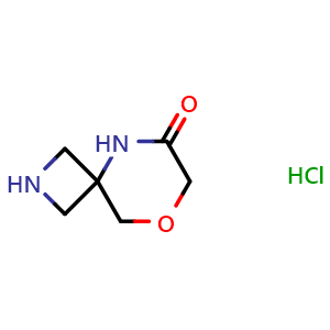 Chemical structure of 8-oxa-2,5-diazaspiro[3.5]nonan-6-one hydrochloride , CAS 2227206-27-9, AChemBlock Q64692