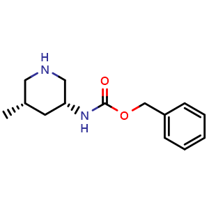 Chemical structure of benzyl ((3R,5S)-5-methylpiperidin-3-yl)carbamate , CAS 2227198-01-6, AChemBlock Q64702