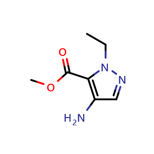 Chemical structure of methyl 4-amino-1-ethyl-1H-pyrazole-5-carboxylate , CAS 923283-57-2, AChemBlock Q64761
