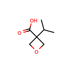Chemical structure of 3-isopropyloxetane-3-carboxylic acid , CAS 114012-39-4, AChemBlock Q64784