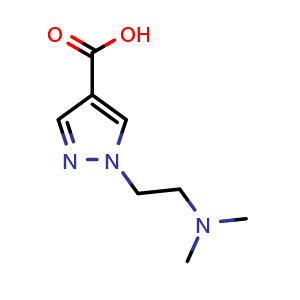 Chemical structure of 1-(2-(dimethylamino)ethyl)-1H-pyrazole-4-carboxylic acid , CAS 874196-92-6, AChemBlock Q64838