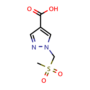 Chemical structure of 1-((methylsulfonyl)methyl)-1H-pyrazole-4-carboxylic acid , CAS 2306271-61-2, AChemBlock Q64847