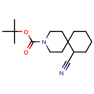 Chemical structure of tert-butyl 7-cyano-3-azaspiro[5.5]undecane-3-carboxylate , CAS 2306260-96-6, AChemBlock Q64898