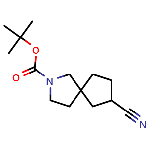 Chemical structure of tert-butyl 7-cyano-2-azaspiro[4.4]nonane-2-carboxylate , CAS 2007909-02-4, AChemBlock Q64909