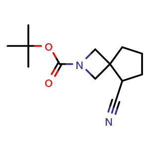 Chemical structure of tert-butyl 5-cyano-2-azaspiro[3.4]octane-2-carboxylate , CAS 2306269-10-1, AChemBlock Q64913