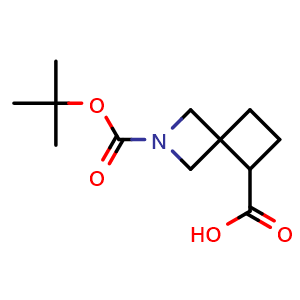 Chemical structure of 2-(tert-butoxycarbonyl)-2-azaspiro[3.3]heptane-5-carboxylic acid , CAS 1250999-54-2, AChemBlock Q64931