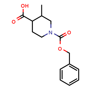 Chemical structure of 1-((benzyloxy)carbonyl)-3-methylpiperidine-4-carboxylic acid , CAS 1874374-82-9, AChemBlock Q64946