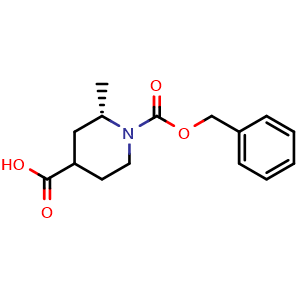 Chemical structure of (2S)-1-((benzyloxy)carbonyl)-2-methylpiperidine-4-carboxylic acid , CAS 2306259-44-7, AChemBlock Q64970