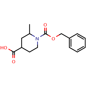 Chemical structure of 1-((benzyloxy)carbonyl)-2-methylpiperidine-4-carboxylic acid , CAS 1702149-63-0, AChemBlock Q64974