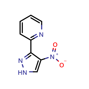 Chemical structure of 2-(4-nitro-1H-pyrazol-3-yl)pyridine , CAS 192711-20-9, AChemBlock Q65026