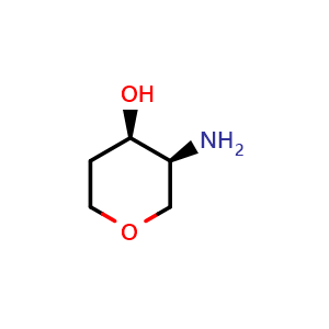 Chemical structure of (3S,4R)-3-aminotetrahydro-2H-pyran-4-ol , CAS 1638744-86-1, AChemBlock Q65029