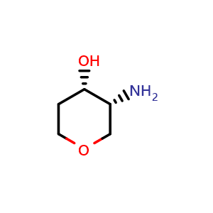 Chemical structure of (3R,4S)-3-aminotetrahydro-2H-pyran-4-ol , CAS 1638744-36-1, AChemBlock Q65030